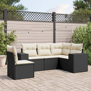 5-Delige Loungeset Met Kussens Poly Rattan