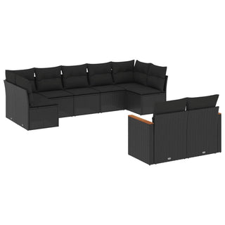 9-Delige Loungeset Met Kussens Poly Rattan