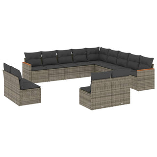 13-Delige Loungeset Met Kussens Poly Rattan