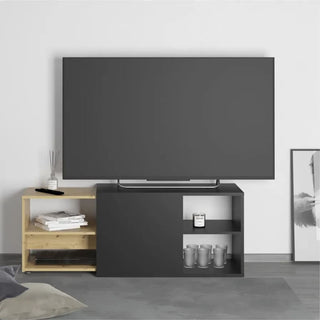 Fmd Tv-Kast Met 2 Open Vakken 133,5X39,9X49,2 Cm Zwart & Artisan Eiken