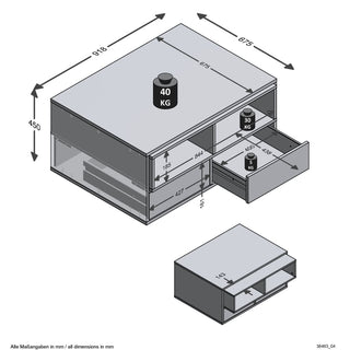 Fmd Salontafel 2 Open Vakken 91,8X71,5X45 Cm Wit En Artisan Eiken