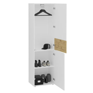 Fmd Garderobe Met 2 Deuren 54,5X41,7X199,1 Cm Wit En Artisan Eiken