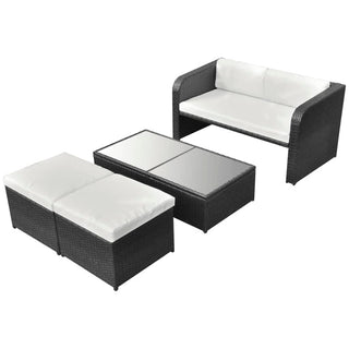 4-Delige Loungeset Met Kussens Poly Rattan Zwart