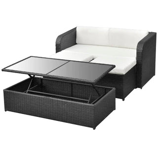 4-Delige Loungeset Met Kussens Poly Rattan Zwart