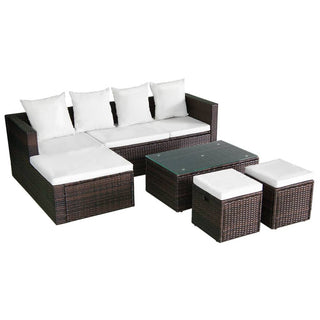 Loungeset Met Kussens Poly Rattan