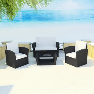 Loungeset Met Kussens Poly Rattan