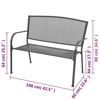 Tuinbank 108 Cm Staal En Mesh Antraciet