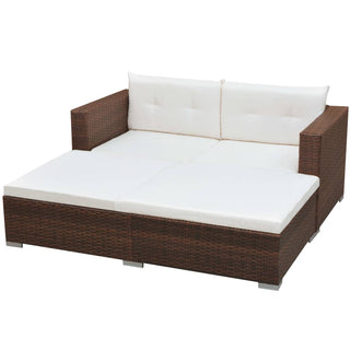 Loungeset Met Kussens Poly Rattan