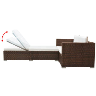 Loungeset Met Kussens Poly Rattan