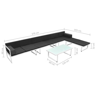 5-Delige Loungeset Textileen Aluminium Zwart