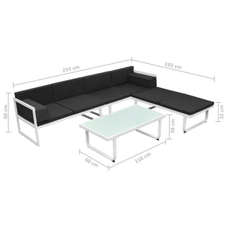 4-Delige Loungeset Met Kussens Aluminium Zwart