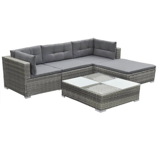 5-Delige Loungeset Met Kussens Poly Rattan Grijs