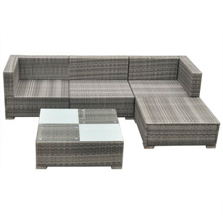 5-Delige Loungeset Met Kussens Poly Rattan Grijs