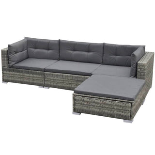 5-Delige Loungeset Met Kussens Poly Rattan Grijs