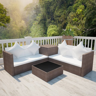 Loungeset Met Kussens Poly Rattan