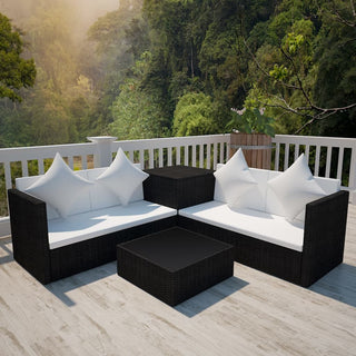 Loungeset Met Kussens Poly Rattan