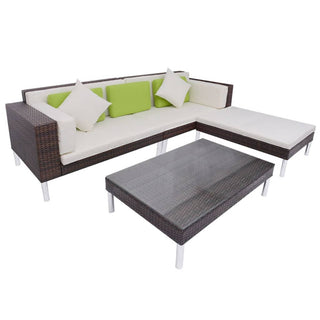 Loungeset Met Kussens Poly Rattan