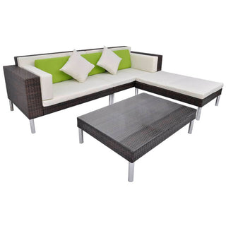 Loungeset Met Kussens Poly Rattan