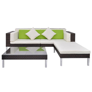 Loungeset Met Kussens Poly Rattan