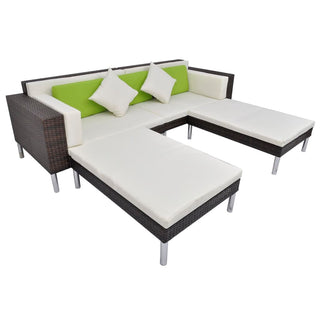 Loungeset Met Kussens Poly Rattan