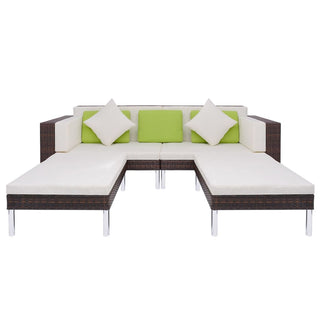 Loungeset Met Kussens Poly Rattan