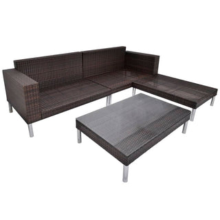 Loungeset Met Kussens Poly Rattan