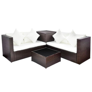 Loungeset Met Kussens Poly Rattan