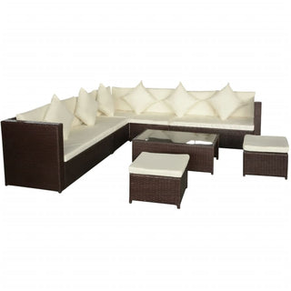 Loungeset Met Kussens Poly Rattan