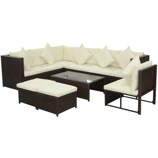 Loungeset Met Kussens Poly Rattan