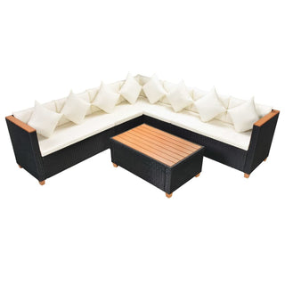 5-Delige Loungeset Met Kussens Poly Rattan Zwart