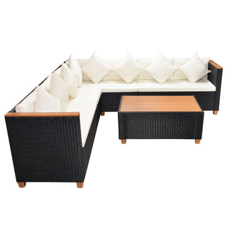 5-Delige Loungeset Met Kussens Poly Rattan Zwart