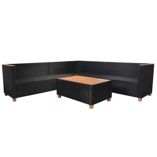 5-Delige Loungeset Met Kussens Poly Rattan Zwart