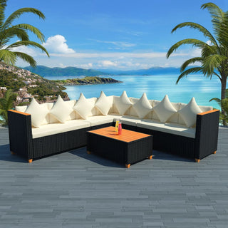 5-Delige Loungeset Met Kussens Poly Rattan Zwart