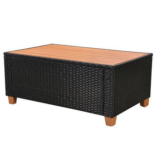 4-Delige Loungeset Met Kussens Poly Rattan Zwart Lichtgrijs