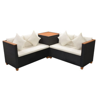 4-Delige Loungeset Met Kussens Poly Rattan Zwart