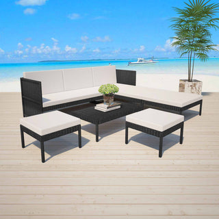 6-Delige Loungeset Met Kussens Poly Rattan