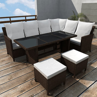 Loungeset Met Kussens Poly Rattan