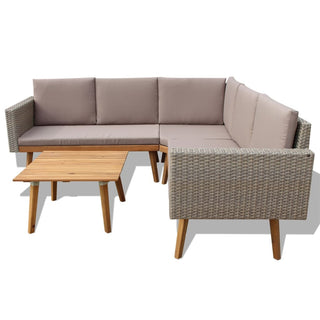 4-Delige Loungeset Met Kussens Poly Rattan Grijs