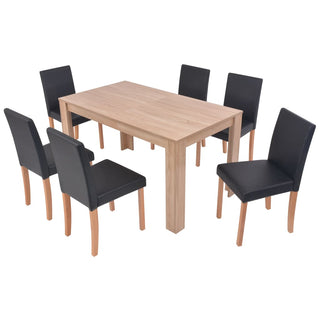 Eettafel Met Stoelen Kunstleer En Eikenhout St