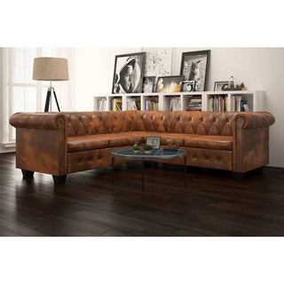 Hoekbank Chesterfield-Stijl Kunstleer