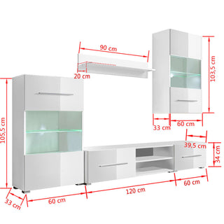 Muurvitrine Tv-Meubel Met Led-Verlichting 5-Delig