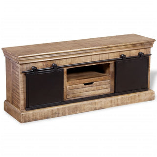 Tv-Meubel Met 2 Schuifdeuren 110X30X45 Cm Massief Mangohout