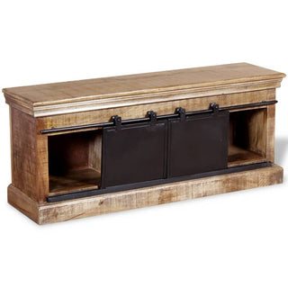 Tv-Meubel Met 2 Schuifdeuren 110X30X45 Cm Massief Mangohout