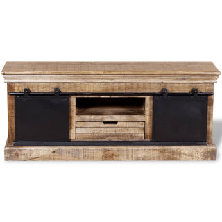 Tv-Meubel Met 2 Schuifdeuren 110X30X45 Cm Massief Mangohout