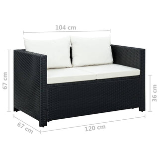 Loungeset Met Kussens Poly Rattan