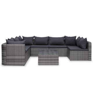 8-Delige Loungeset Met Kussens Poly Rattan Grijs