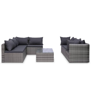 8-Delige Loungeset Met Kussens Poly Rattan Grijs