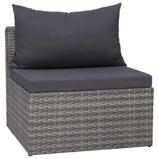 8-Delige Loungeset Met Kussens Poly Rattan Grijs