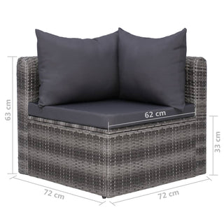 8-Delige Loungeset Met Kussens Poly Rattan Grijs