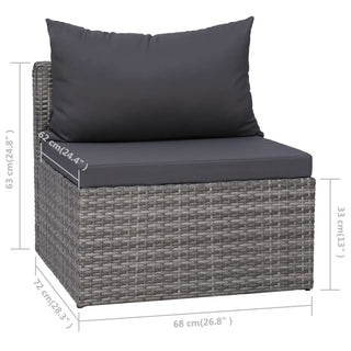 8-Delige Loungeset Met Kussens Poly Rattan Grijs